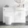 Harper Gloss White Combination Vanity Basin and Boston Toilet 1200mm - Brushed Brass Accents - Right Handed