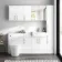 Harper Gloss White Combination Vanity Basin and Tucson Toilet 1500mm - Brushed Brass Accents