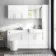 Harper Gloss White Combination Vanity Basin and Boston Toilet 1500mm - Brushed Brass Accents