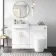 Harper Gloss White Combination Vanity Basin with Marble Top & Tucson Toilet 1200mm - Brushed Brass Accents