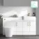 Harper Gloss White Combination Vanity Basin with Marble Top & Tucson Toilet 1500mm - Brushed Brass Accents