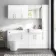 Harper Gloss White Combination Vanity Basin with Marble Top & Tucson Toilet 1500mm - Brushed Brass Accents