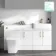Harper Gloss White Combination Vanity Basin with Marble Top & Houston Toilet 1500mm - Brushed Brass Accents
