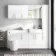 Harper Gloss White Combination Vanity Basin with Marble Top & Boston Toilet 1500mm - Brushed Brass Accents