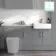 Harper Stone Grey Combination Vanity Basin with Marble Top 1500mm (Excludes Toilet) - Brushed Brass Accents