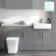 Harper Stone Grey Combination Vanity Basin with Marble Top & Houston Toilet 1500mm - Brushed Brass Accents