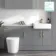 Harper Stone Grey Combination Vanity Basin with Marble Top & Boston Toilet 1500mm - Brushed Brass Accents