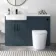 Harper Navy Blue Combination Vanity Basin and Boston Toilet 1200mm - Black Accents - Left Handed