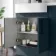 Harper Navy Blue Combination Vanity Basin and Boston Toilet 1200mm - Black Accents - Left Handed