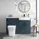 Harper Navy Blue Combination Vanity Basin and Houston Toilet 1200mm - Black Accents - Right Handed