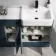 Harper Navy Blue Combination Vanity Basin with Marble Top & Houston Toilet 1500mm - Black Accents