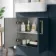 Harper Navy Blue Vanity with Semi Recessed Basin 600mm - Brushed Brass Accents