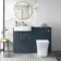 Harper Navy Blue Combination Vanity Basin and Houston Toilet 1200mm - Brushed Brass Accents