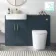 Harper Navy Blue Combination Vanity Basin and Boston Toilet 1200mm - Brushed Brass Accents