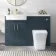 Harper Navy Blue Combination Vanity Basin and Houston Toilet 1200mm - Brushed Brass Accents - Left Handed