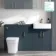 Harper Navy Blue Combination Vanity Basin and Houston Toilet 1500mm - Brushed Brass Accents