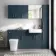 Harper Navy Blue Combination Vanity Basin and Houston Toilet 1500mm - Brushed Brass Accents