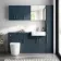 Harper Navy Blue Combination Vanity Basin and Boston Toilet 1500mm - Brushed Brass Accents