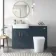 Harper Navy Blue Combination Vanity Basin with Marble Top & Tucson Toilet 1200mm - Brushed Brass Accents