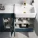 Harper Navy Blue Combination Vanity Basin with Marble Top 1500mm (Excludes Toilet) - Brushed Brass Accents