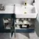 Harper Navy Blue Combination Vanity Basin with Marble Top & Tucson Toilet 1500mm - Brushed Brass Accents