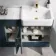 Harper Navy Blue Combination Vanity Basin with Marble Top & Boston Toilet 1500mm - Brushed Brass Accents