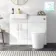 Harper Gloss White Combination Vanity Basin with Marble Top & Tucson Toilet 1000mm - Brushed Brass Accents