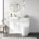 Harper Gloss White Combination Vanity Basin with Marble Top & Tucson Toilet 1000mm - Brushed Brass Accents