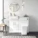 Harper Gloss White Combination Vanity Basin with Marble Top & Houston Toilet 1000mm - Brushed Brass Accents