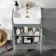 Harper Stone Grey Combination Vanity Basin & Houston Toilet 1000mm - Brushed Brass Accents