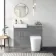 Harper Stone Grey Combination Vanity Basin with Marble Top & Tucson Toilet 1000mm - Brushed Brass Accents