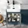 Harper Navy Blue Combination Vanity Basin with Marble Top & Houston Toilet 1000mm - Black Accents