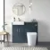 Harper Navy Blue Combination Vanity Basin & Tucson Toilet 1000mm - Brushed Brass Accents