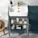 Harper Navy Blue Combination Vanity Basin & Houston Toilet 1000mm - Brushed Brass Accents