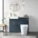 Harper Navy Blue Combination Vanity Basin with Marble Top & Tucson Toilet 1000mm - Brushed Brass Accents