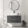 Omaha Slate Grey Wall Hung Drawer Vanity with Marble Top & Curved Counter Top Basin 1000mm - Black Accents