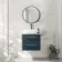 Omaha Navy Blue Wall Hung Drawer Vanity with Marble Top & Curved Counter Top Basin 600mm