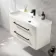 Omaha Linen White Wall Hung Basin Drawer Vanity 1000mm - Black Accents