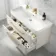 Omaha Linen White Wall Hung Basin Drawer Vanity 1000mm - Brushed Brass Accents