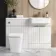 Sicily Fluted Coastal White Combination Vanity Basin and Houston Toilet 1200mm - Brushed Brass Accents - Right Handed