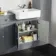 Monaco Dove Grey Combination Vanity Basin and Hudson Toilet with Wooden Seat 1500mm