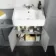 Monaco Dove Grey Combination Vanity Basin and Hudson Toilet with Wooden Seat 1500mm