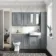 Monaco Dove Grey Combination Vanity Basin with Marble Top and Hudson Toilet with Wooden Seat 1500mm