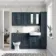 Monaco Inky Blue Combination Vanity Basin and Hudson Toilet with Wooden Seat 1500mm