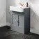 Monaco Dove Grey Basin Vanity 600mm - Brushed Brass Accents