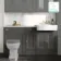 Monaco Graphite Grey Combination Vanity Basin with Marble Top 1500mm (Excludes Pan & Cistern) - Brushed Brass Accents