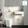 Monaco Chalk White Combination Vanity Basin and Boston Toilet 1200mm - Brass Knurled Handles