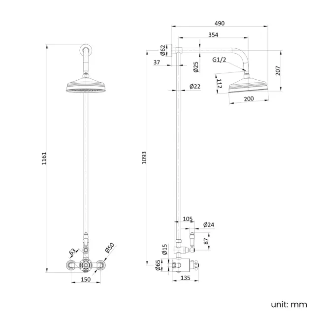 Nevis Traditional Thermostatic Shower Set