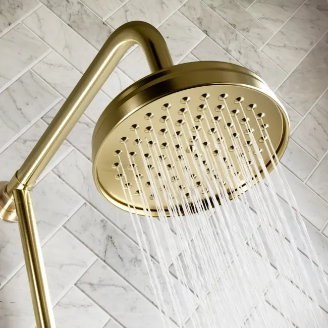 Nevis Brushed Brass Traditional Thermostatic Shower Set
