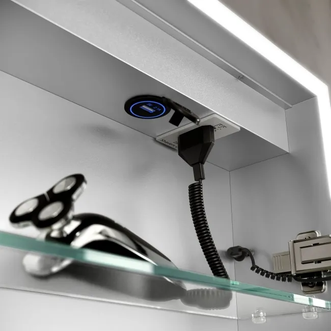 Margot Illuminated LED Mirror Cabinet With BLUETOOTH Speaker & USB Port 700x1000mm